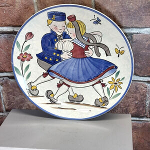 Vtg Waechtersbach West Germany Dancing Couple‎ Plate Folk Art Hand Painted 8"